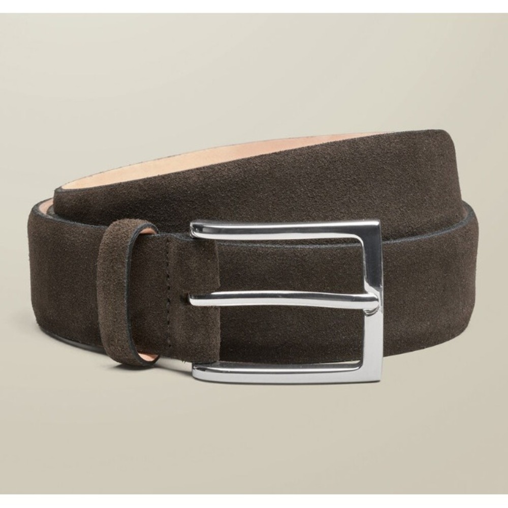 Charles Tyrwhitt Mens Suede Leather Belt Chocolate Brown 38 ACB0227CHC38 NWT